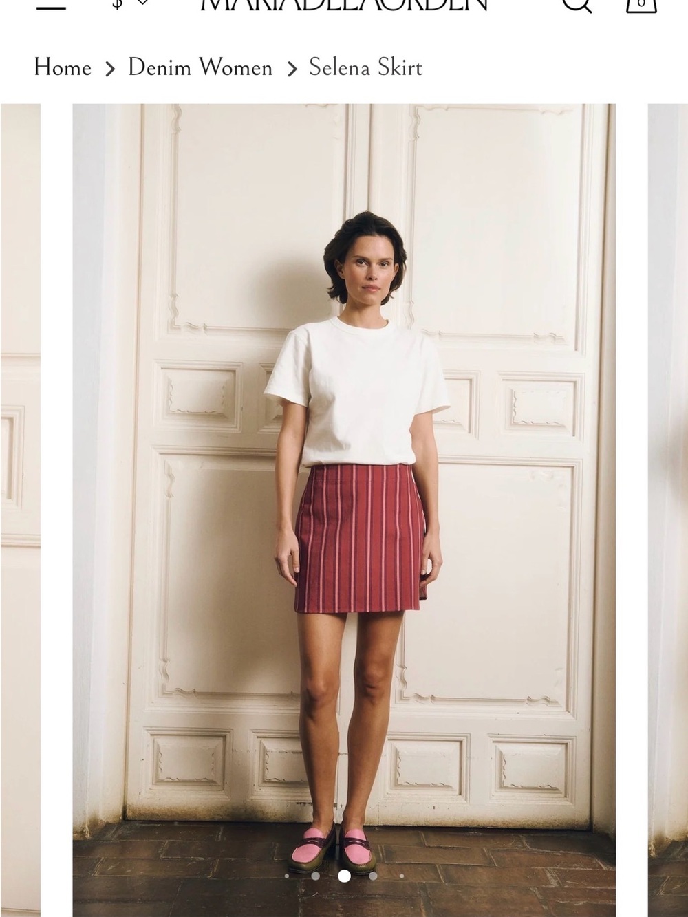 Selena Stripe Mini Skirt in Burgundy -